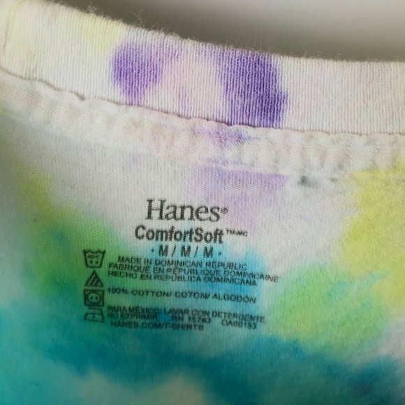 Hanes T Shirt Multicolor Medium M Festival Colors Tie Dye Tee Cotton Top Unisex - Picture 4 of 12